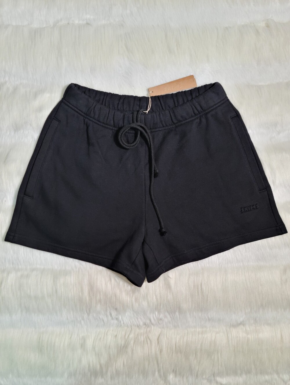 SKIMS Cotton Fleece Classic Shorts Black Onyx Women XS NEW